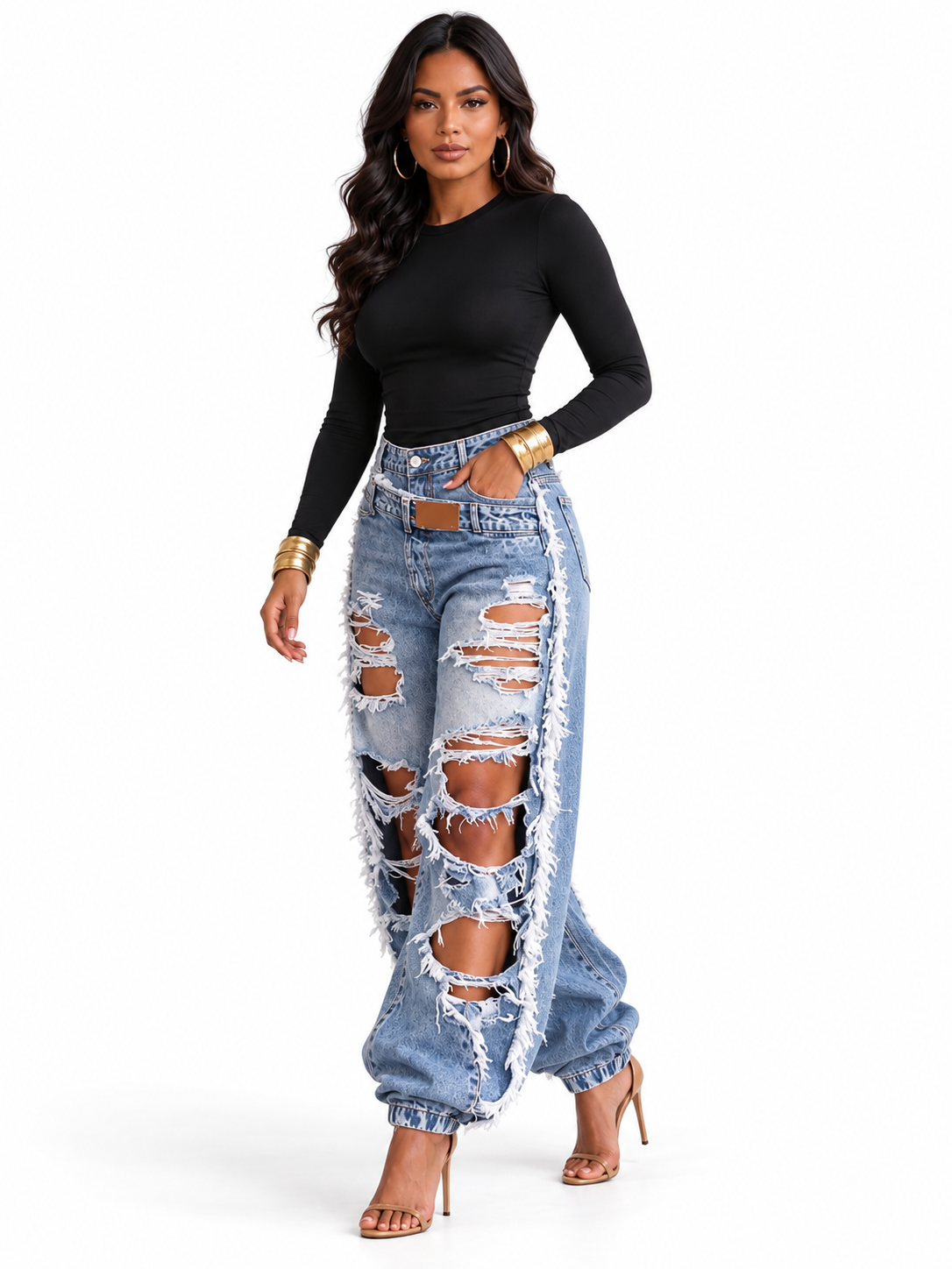 Alma | Jeans de Corte Amplio con Detalles Desgastados