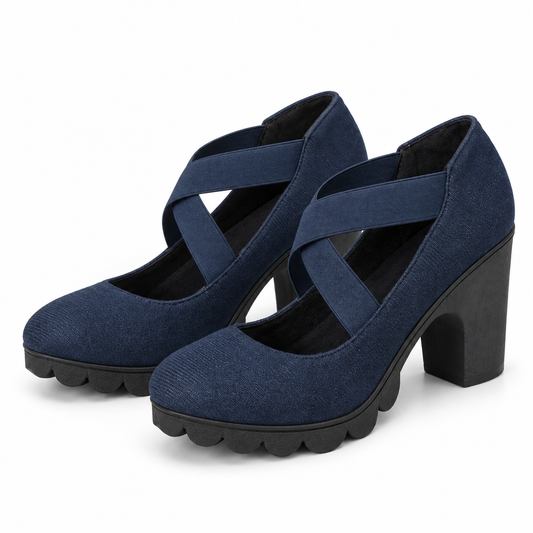 Lucía | Zapatos de plataforma con tacón ancho y correa cruzada