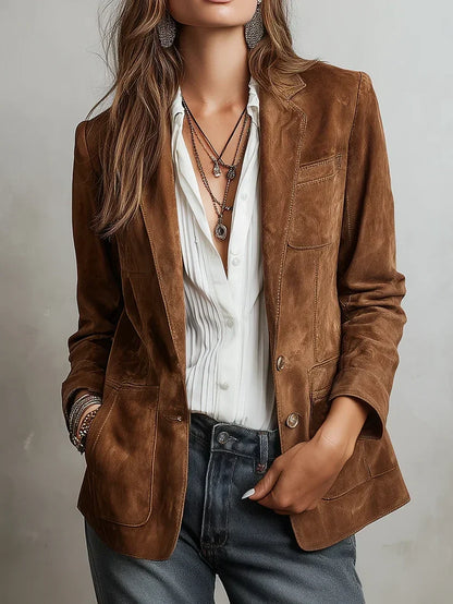Valeria | Blazer Marrón de Inspiración Vintage