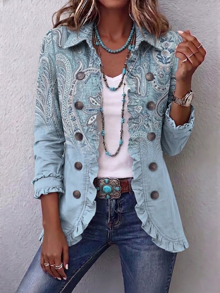 CLAUDIA | Chaqueta de cachemira vintage azul cielo