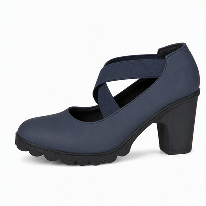 Lucía | Zapatos de plataforma con tacón ancho y correa cruzada