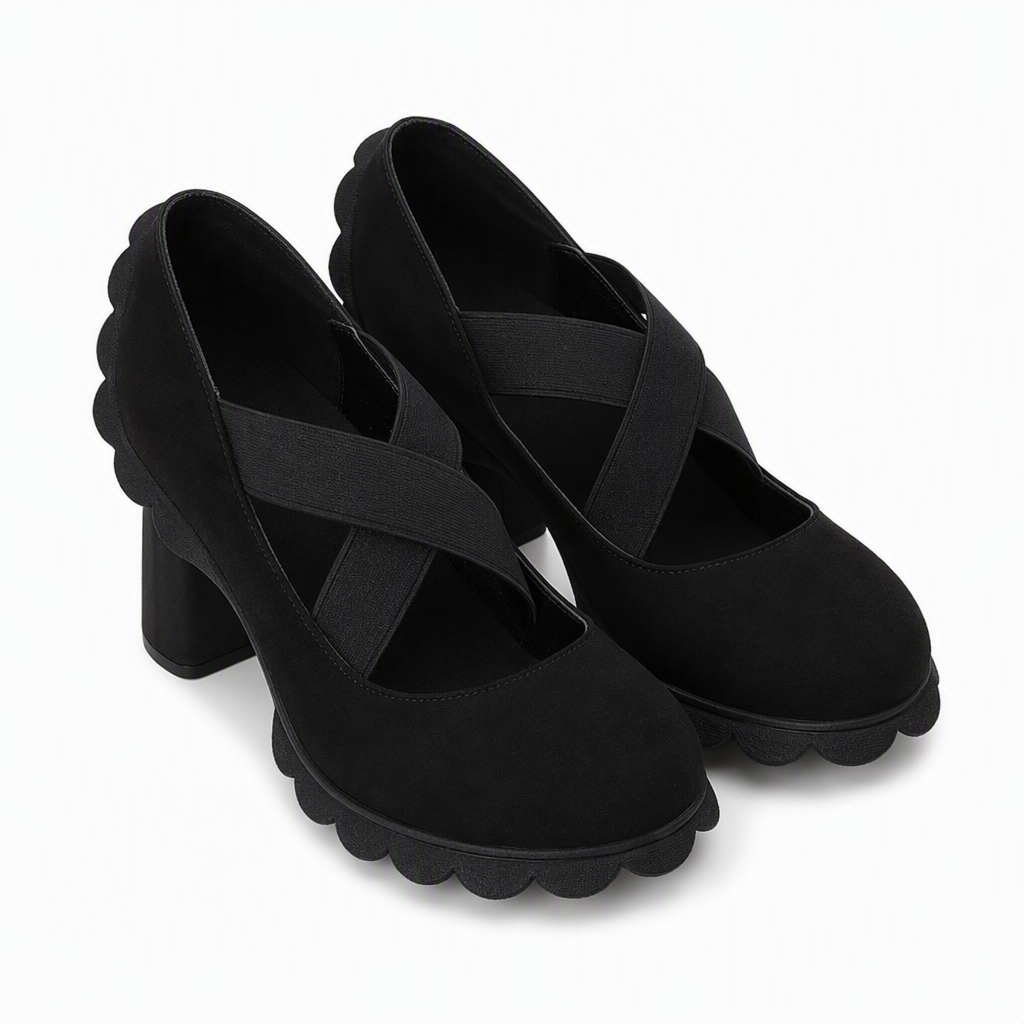 Lucía | Zapatos de plataforma con tacón ancho y correa cruzada