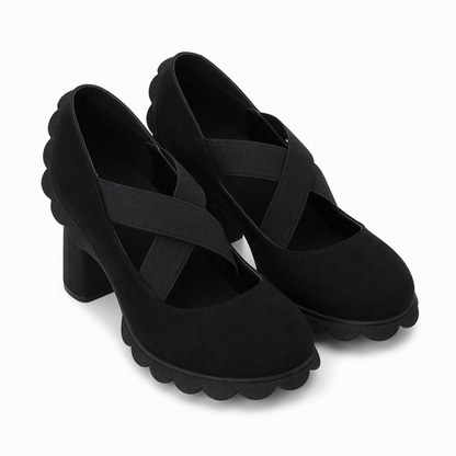 Lucía | Zapatos de plataforma con tacón ancho y correa cruzada