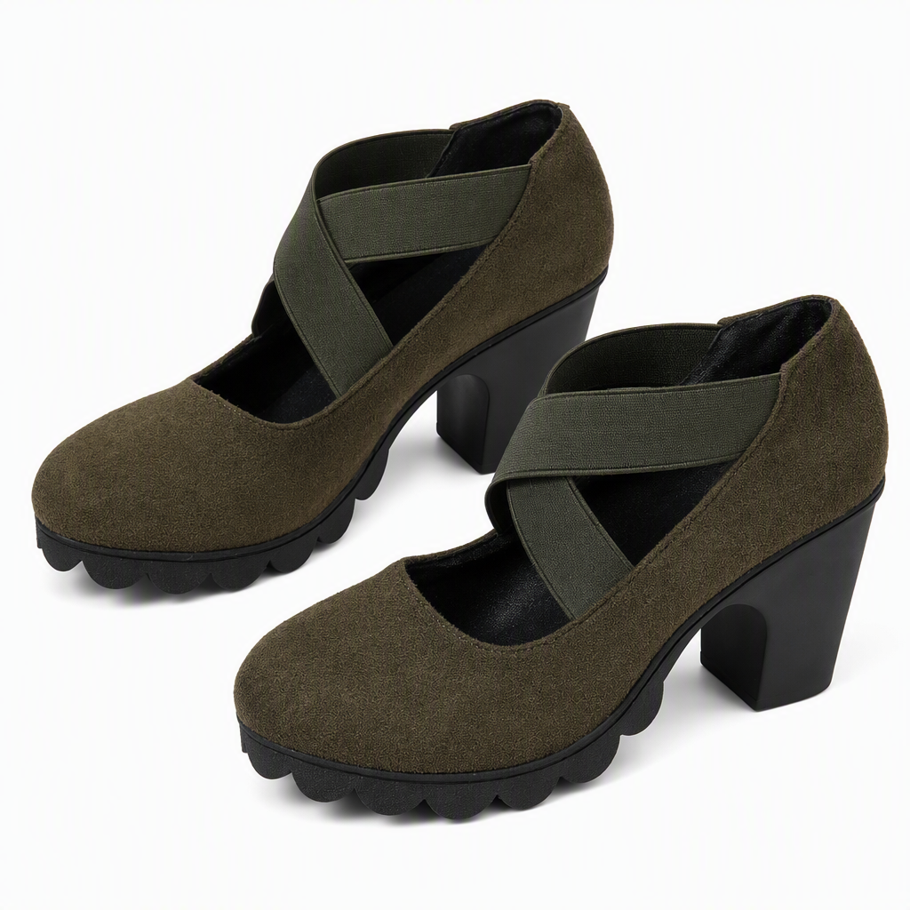 Lucía | Zapatos de plataforma con tacón ancho y correa cruzada