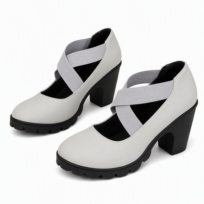 Lucía | Zapatos de plataforma con tacón ancho y correa cruzada